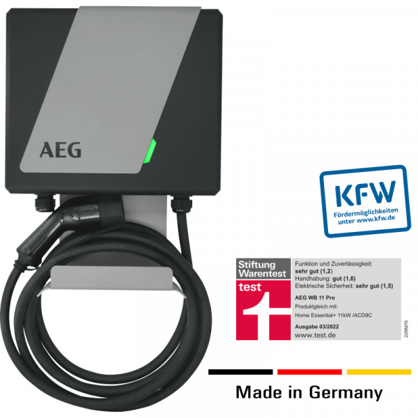 Wallbox 11 KW AEG FI Schalter Ladestation 5m Kabel Typ 2 Stecker