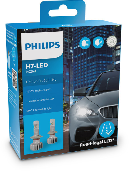 2 x PHILIPS H7 LED Autolampe Ultinon Pro6000 11972 Glühlampen Straßenzulassung